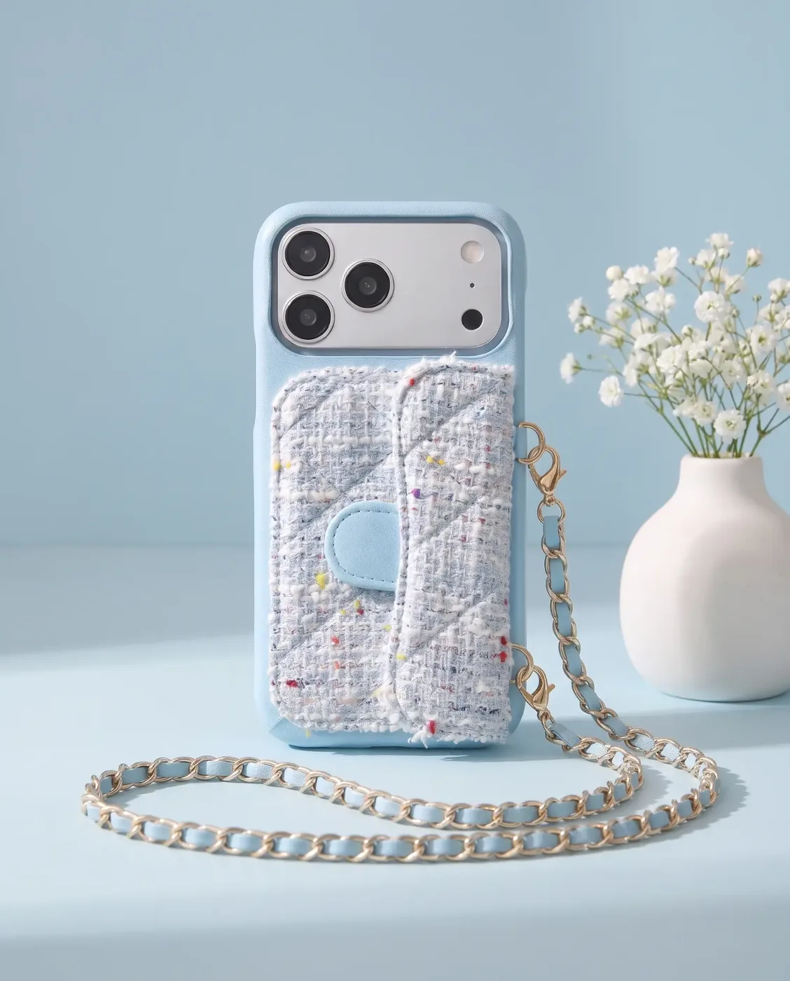 Sky Blue Tweed phone purse