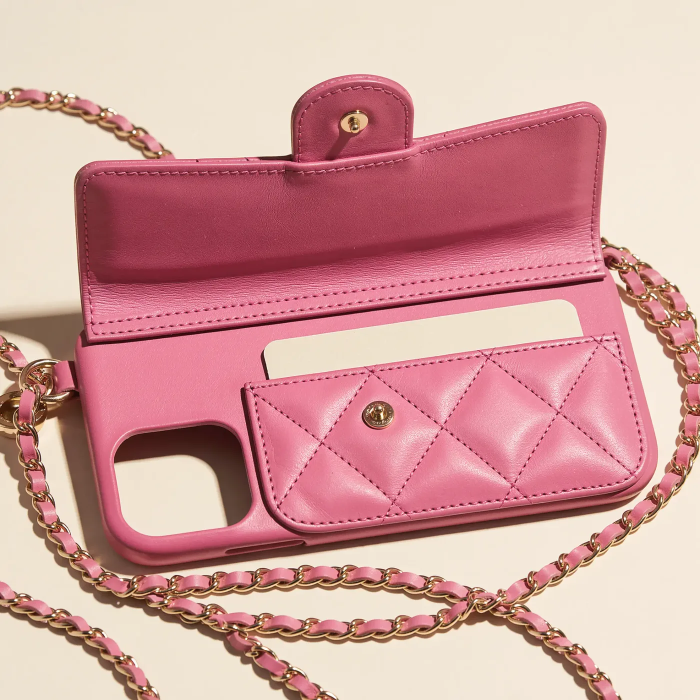 The phone purse with flap open